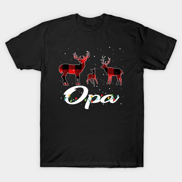 Opa Reindeer Plaid Pajama Shirt Family Christmas T-Shirt by intelus